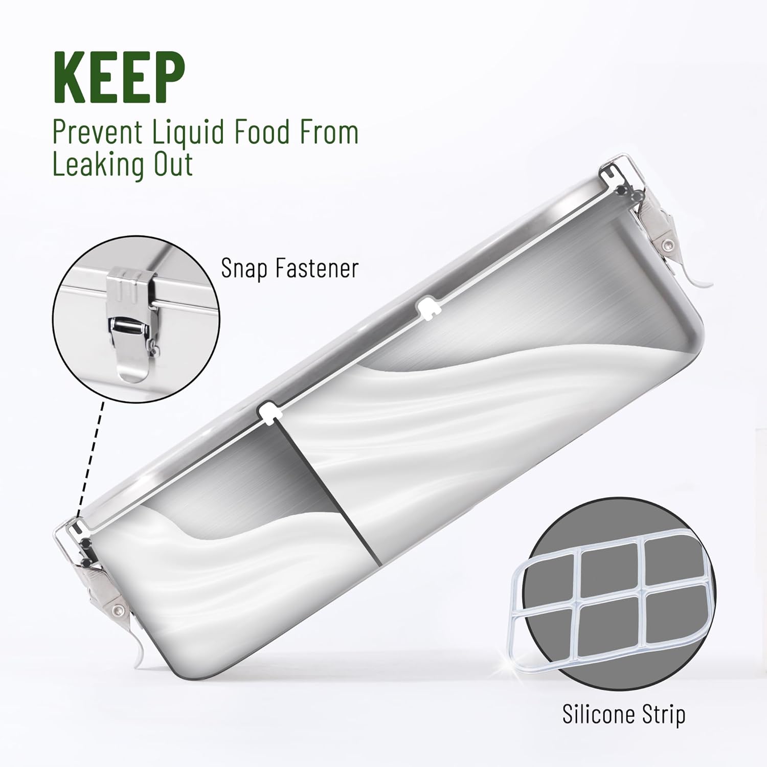 Bento Box for Kids, 1.5L/50oz Stainless Steel Snack Containers with 3 Compartments, Lockable Clip Kids Lunch Box, Eco-Friendly, Leak-proof, Dishwasher-Safe for Home, School, Travel - Image 2