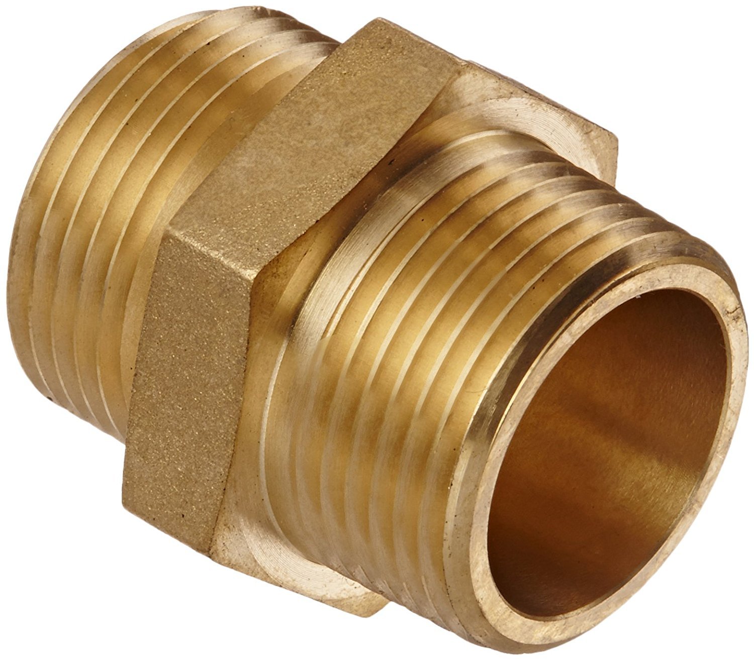Campbell Fittings DMH1010 Double Male Hex Nipple, 1" ID, Brass, 1" NPT