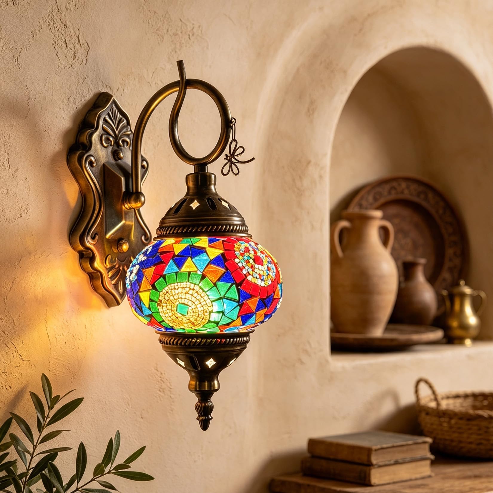 Yjmgrowing Turkish Moroccan Wall Sconce Lamp Light Mosaic Glass Wall Lamp