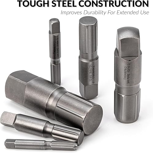 Miniatura 7 de Thinkpro Juego de 6 Piezas de Extractores de Tubería, Extractores de Acero Resistente de TUBERÍA de 18 a 1 Pulgada para Tuberías Rotas, Juego de