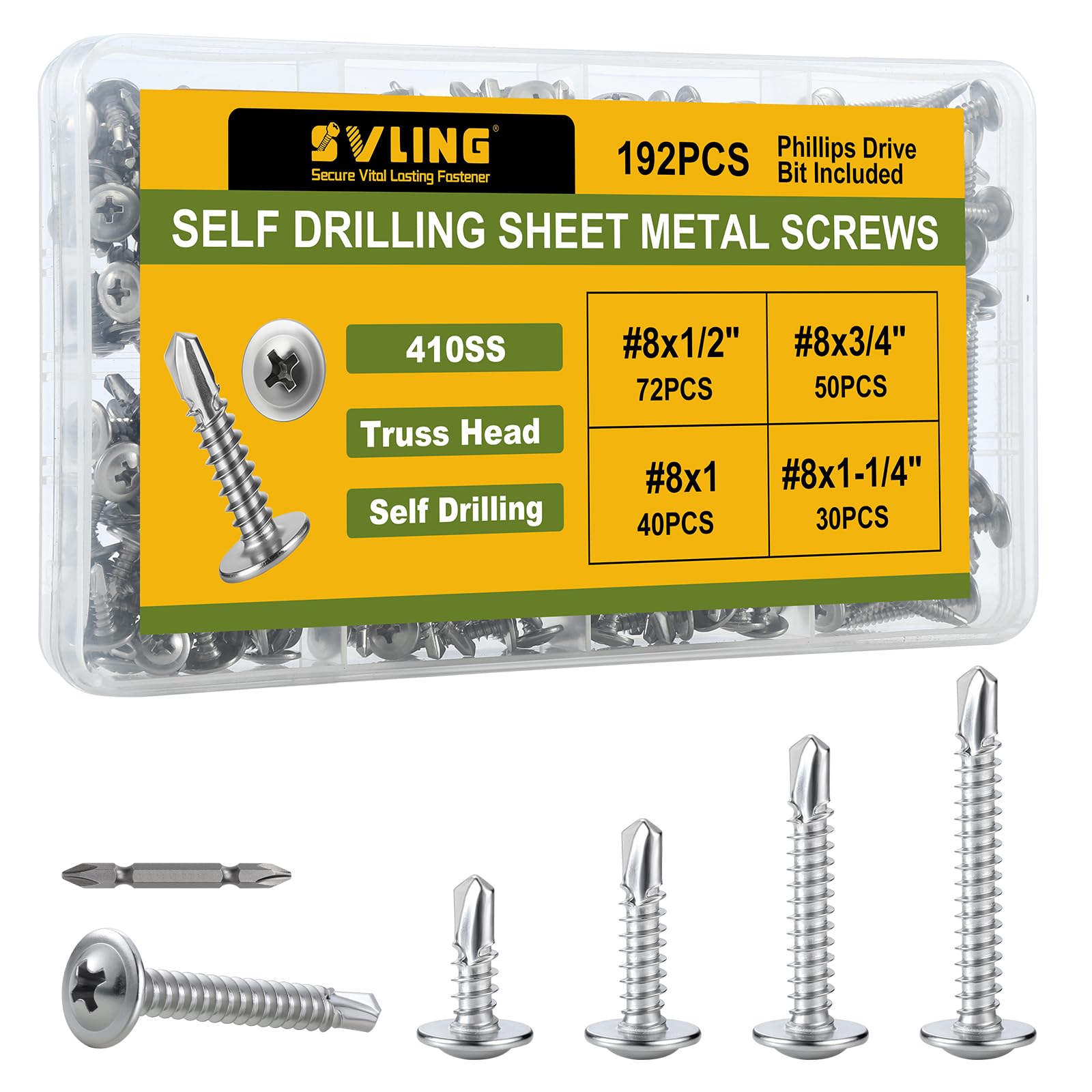 Black Self-Tapping Screws - 190PCS Kit -8