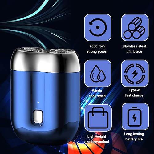Miniatura 4 de Mini afeitadora eléctrica de doble cabeza, mini maquinilla de afeitar eléctrica portátil, tamaño de bolsillo, lavable, afeitadora eléctrica compacta