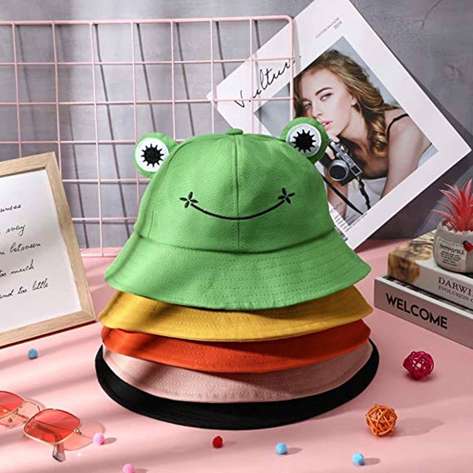 Chapeaux Mignons Grenouille Bob avec Bords Larges - Protection UV - Pour Enfants et Adultes