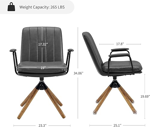 Miniatura 2 de Zouron Silla de oficina giratoria moderna de mediados de siglo, silla de escritorio ergonómica para sala de estar, silla de computadora, silla de