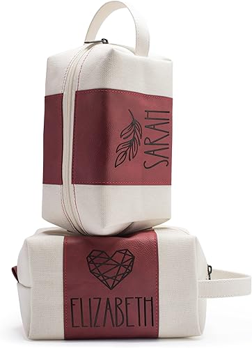 Lily's Atelier Regalos para mujeres, neceser de cuero personalizado para mujer, Borgoña