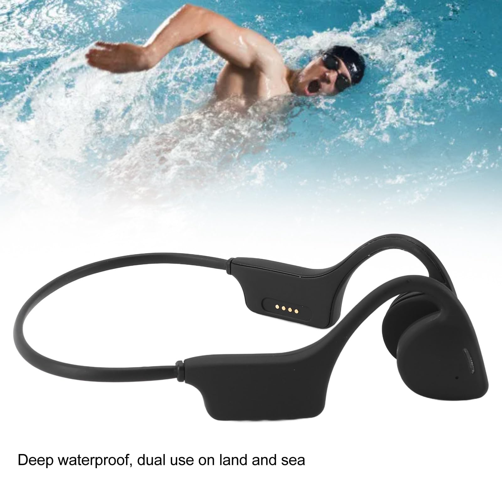 Fdit Cuffia da Nuoto a Conduzione Ossea Auricolare da Palestra Wireless Impermeabile IP68, Adatto per L'insegnamento e le attività Acquatiche (Terza generazione)