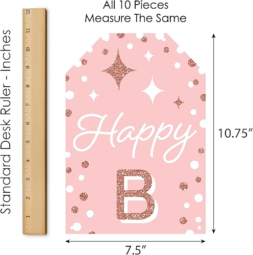 Miniatura 5 de Big Dot of Happiness Cumpleaños de oro rosa rosa – pancartas verticales colgantes para puerta – Kit de decoración de pared para fiesta de feliz