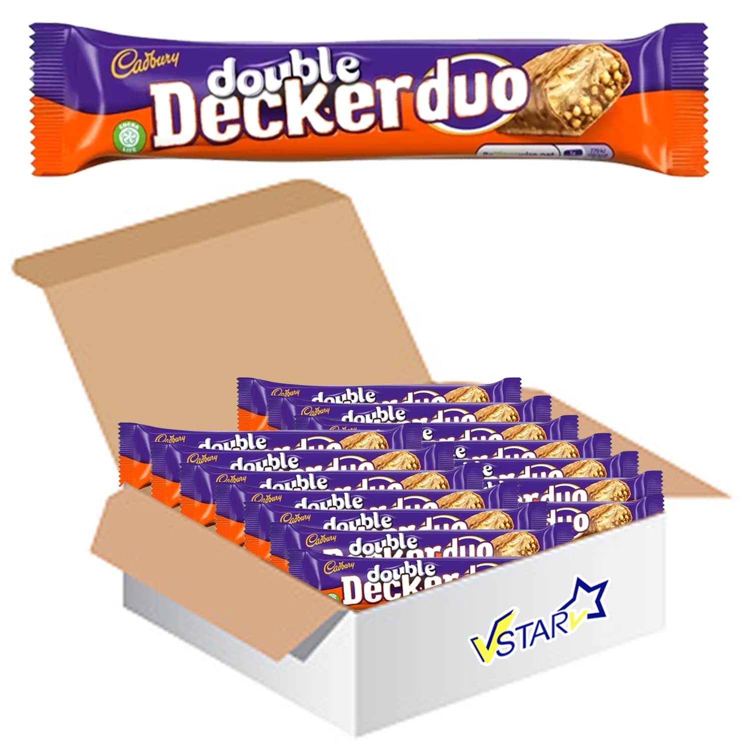 VSTARAll Chocolate Bars Collection (Cadbury Double Decker Duo Bar 74g, Half Box), 1.0 count