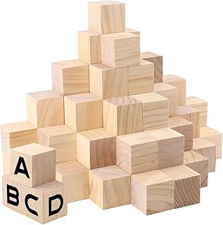 SOUJAP 200Pcs 1 Inch Small Wooden Cubes, Unfinished Craft Wood Cube Blocks, Plain Wooden Squares Wood Blocks for Crafts DIY Carving Projects