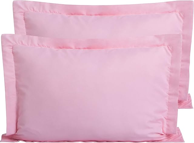 FLXXIE 2 Pack 100% Brushed Microfiber 1800 Oxford Pillowcases, Stain Fade and Wrinkle Resistant, Soft and Cozy King Oxford Pillow Cases | Hotel Quality Pillow Shams, Pink, 50x90 cm