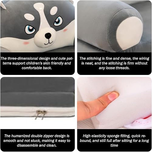 Miniatura 8 de Sofá infantil Sillones plegables de dibujos animados de 3 capas con forma de perro de relleno de algodón para niños pequeños, plegable, desmontable,