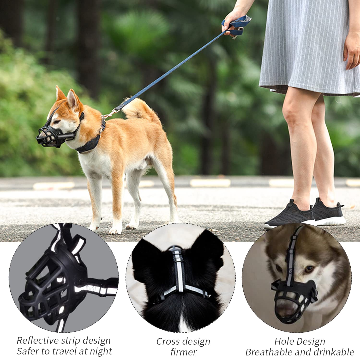 Muselière pour Chien, Museau en Silicone Souple pour Chiens, avec Bandeau Respirant en Maille et Nylon Résistant pour Petits,Moyens Et Grands Chiens ((Number 2)…)