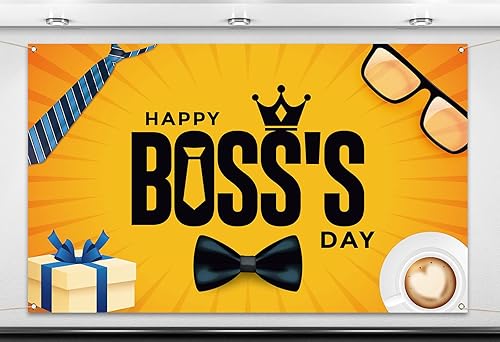 Miniatura 2 de Nepnuser Telón de fondo de cabina de fotos del día de Happy Boss's Day, decoración de pared, 5.9 x 3.6 pies