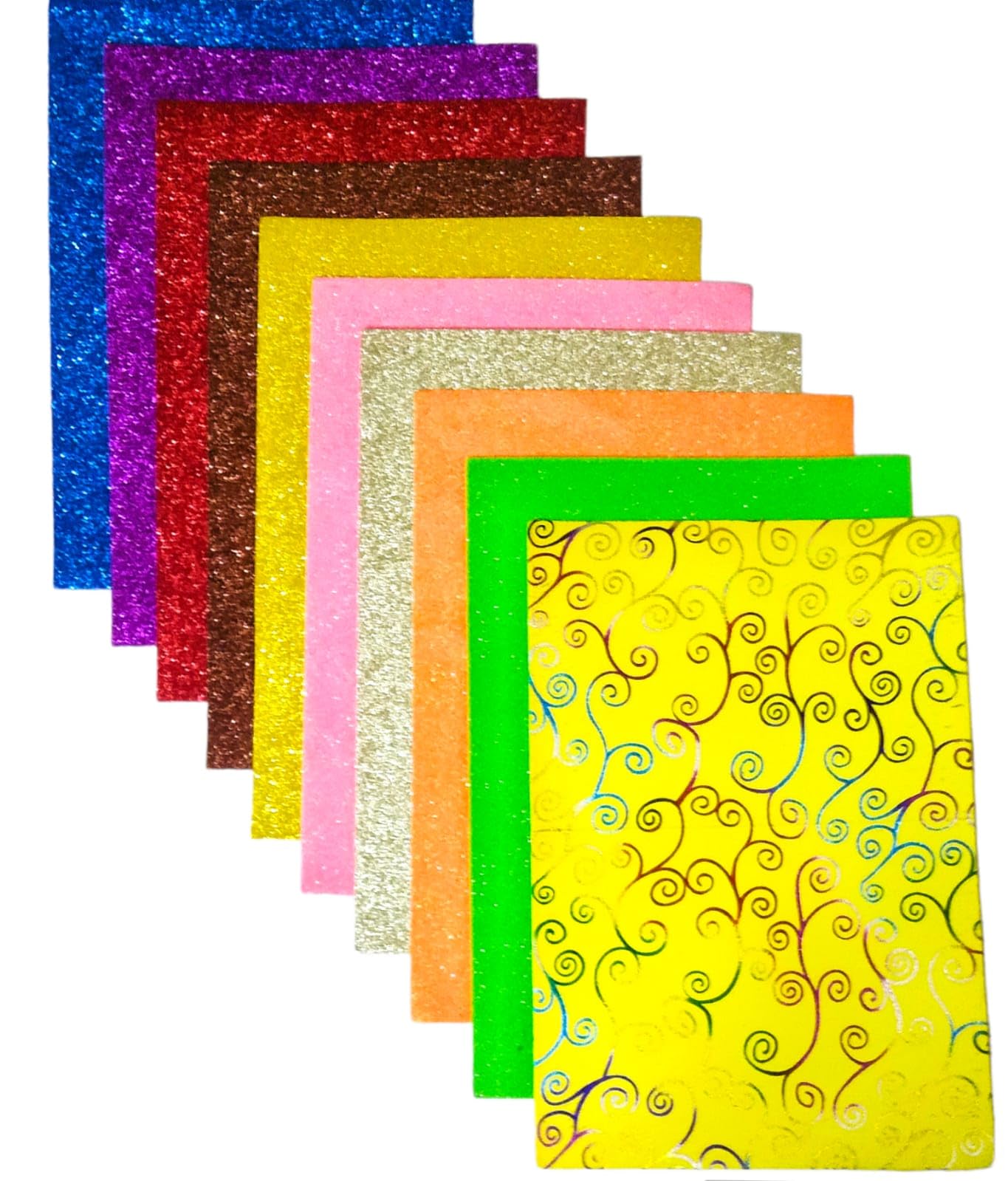 CREATIVE PENCIL Multicolor Glitter/Plain Eva Foam A4 Size Sheets - Non-Adhesive, Ideal for Kids' Crafts, DIY Decorations, Scrapbooking Pack of 10 (Glitter Sheets)-image-5