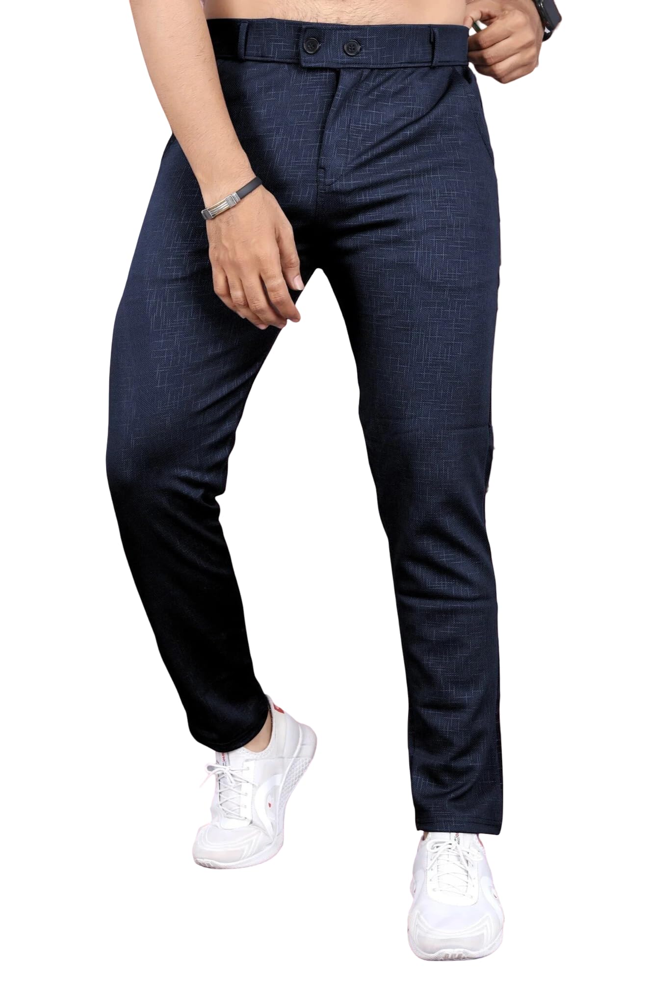 gibbonte Men’s Slim Fit Formal Pants | Mid-Rise Textured Trousers with Button Closure | Smart Office Bottomwear [Pack of 1]-picture-17