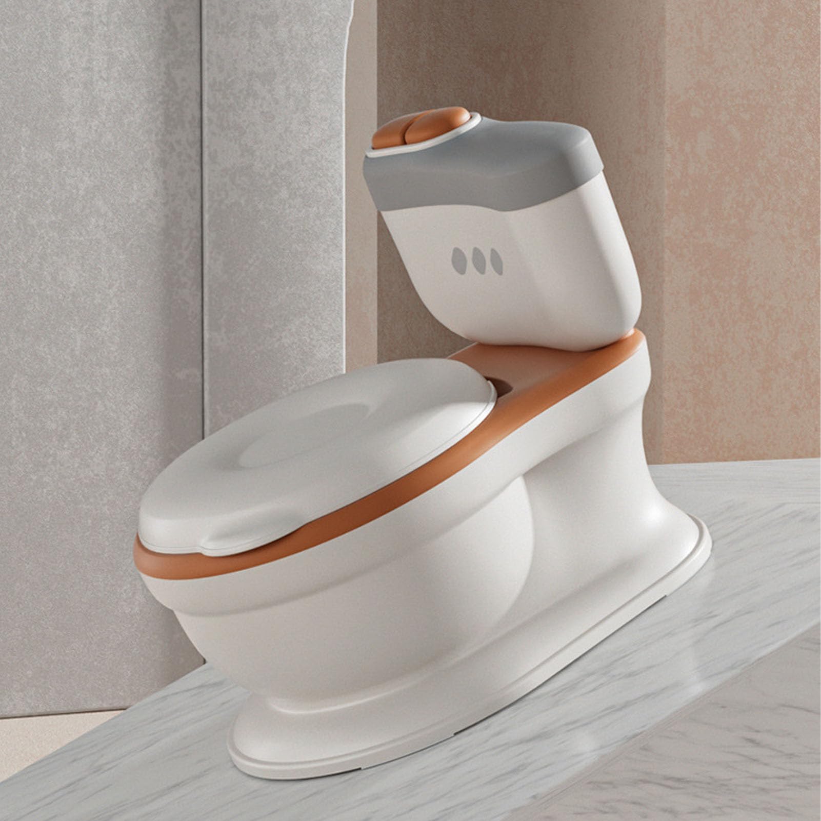 Toilette Realistica per Imparare a Usare il Vasino, Pulsanti e Suoni di Scarico, Design Portatile con Dispenser di Fazzoletti, Base Antiscivolo per Bambini Dai 18 Mesi in su