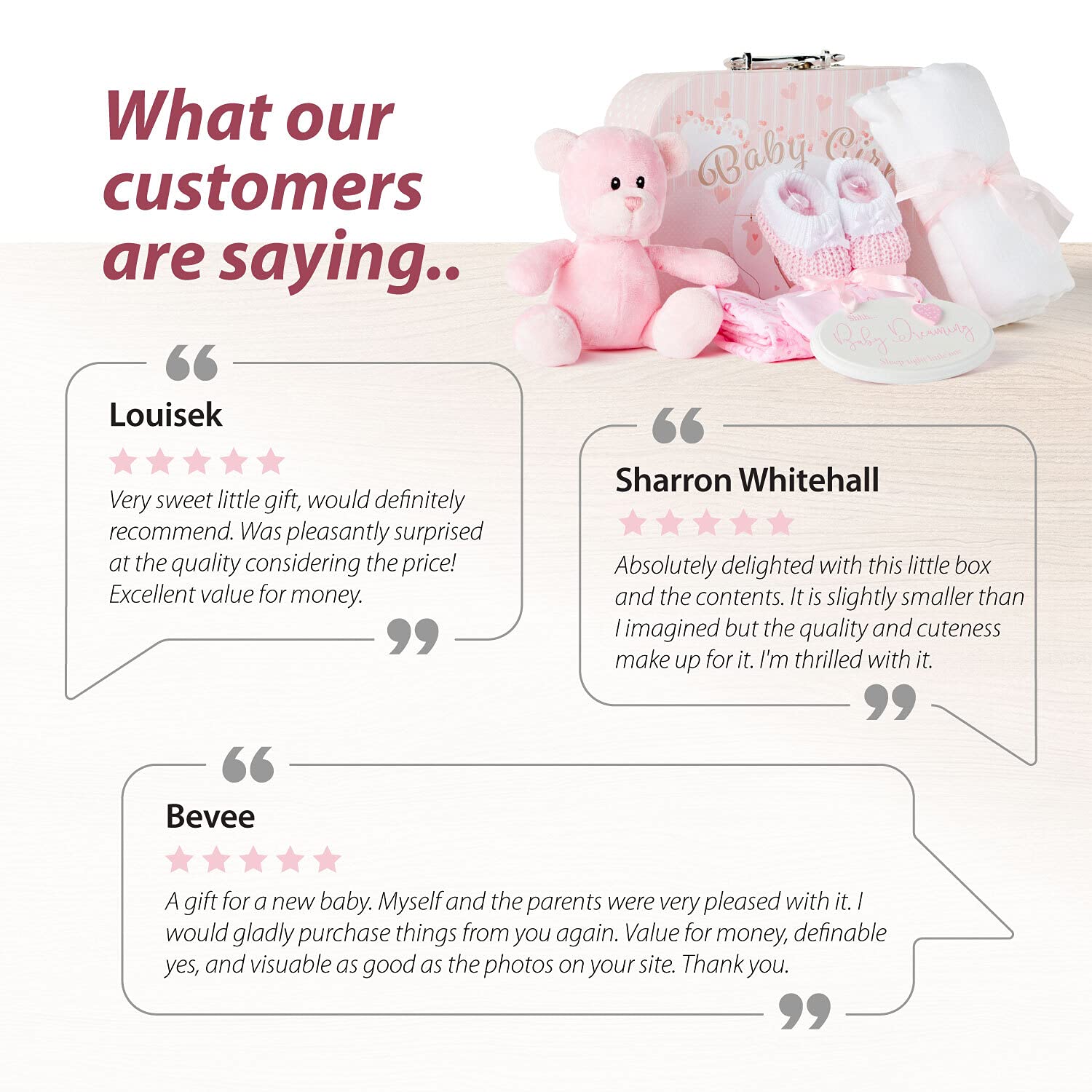 Baby Gift Set – Newborn Baby Gifts Include Baby Clothes, Muslin Cloths, Cute Pink Teddy Bear and Hanging Plaque : Baby