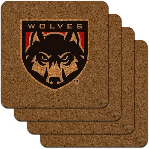 Western Oregon University Secondary Logo Low Profile Novelty Cork Coaster Set