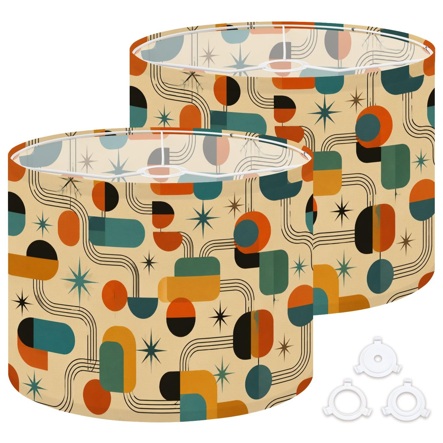 Deruinvaio Multi3 2Pcs 13In Lampshade Lamp Shade Retro Geometric Mid Century For Ceiling Light, Table Lamp Floor Lamp Easy Assembly Replacement Light Shade