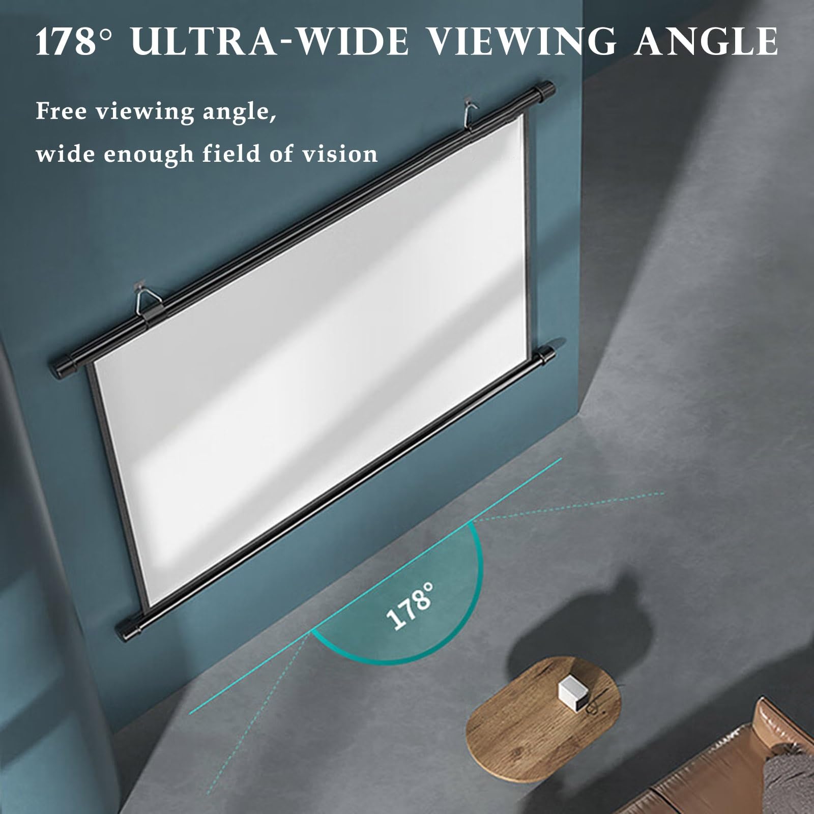 30" 40" 50" 60" Schermo for Proiettore Portatile, Telo for Videoproiezioni | 4K HD AntiRughe Telo Proiettore Avvolgibile Manuale, for Casa Ufficio Eventi All`Aperto Teatro(60in 4:3)