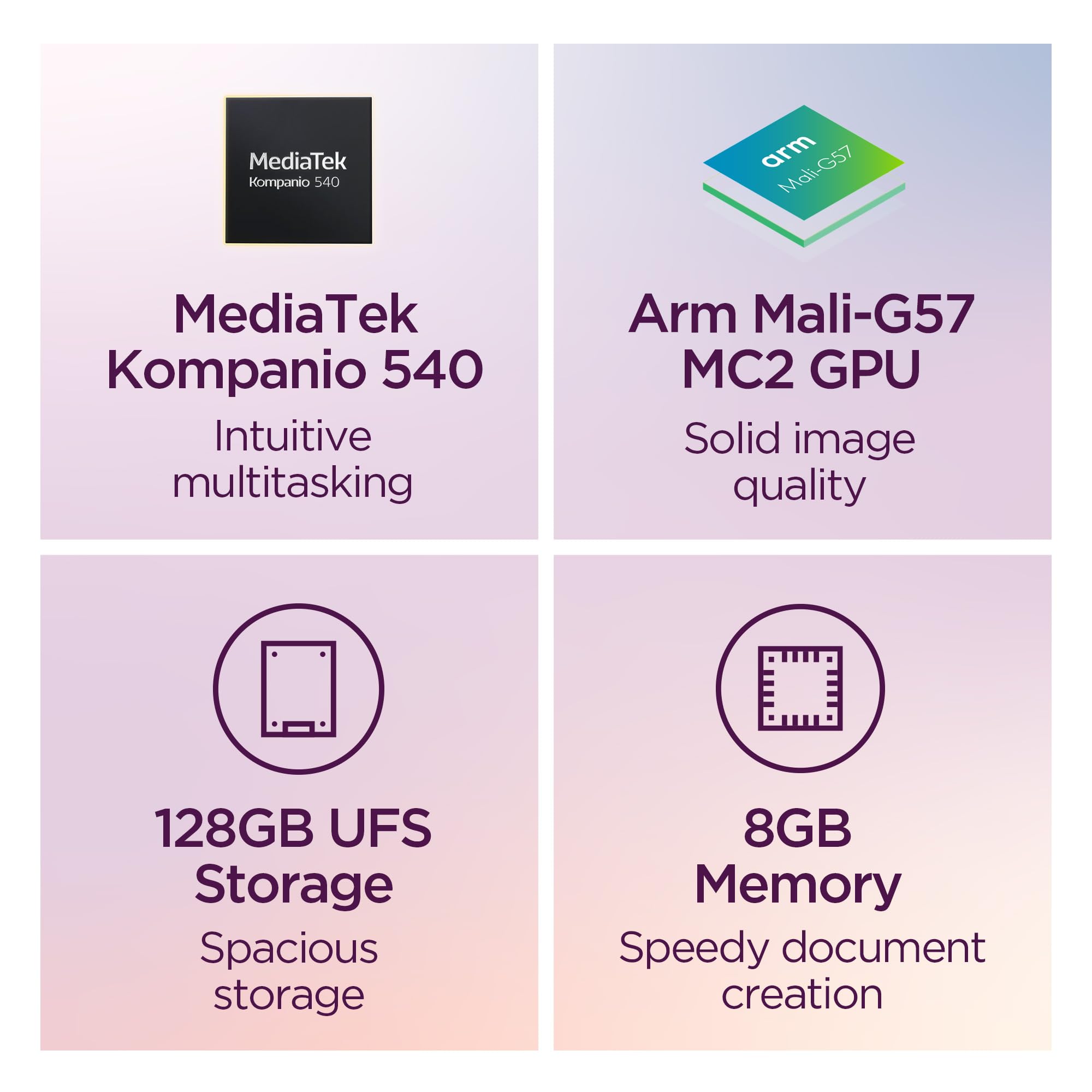Lenovo Chromebook M 15" - Laptop Everyday - Google Gemini - CPU MediaTek Kompanio 540 - Display WUXGA IPS da 15,3" - 8 GB di RAM - 128 GB di memoria UFS - Braccio integrato Mali-G57 MC2 GPU - Luna