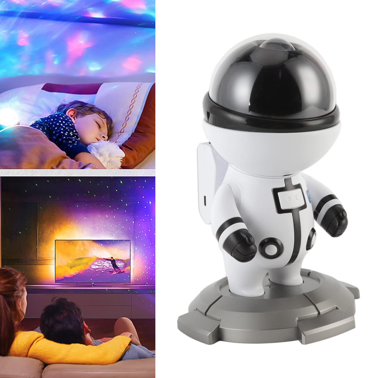 Proyector De Luz Nocturna LED De Estrella, Lámpara De Proyector De Estrella USB, Luz De Proyección RGB, Regalo De Cumpleaños para Niños(Blanco)
