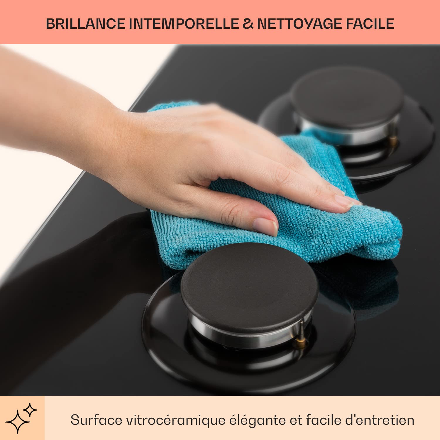 Klarstein Tables de Cuisson à Gaz, Plaque de Cuisson Gaz à 4 Brûleurs, Table de Encastrable à 4 Feux de 8100W, Cuisiniere Gaziniere avec Brûleurs en Acier Inoxydable, Cuisinières GP