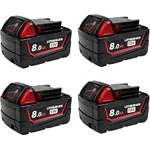 8Ah Replacement Battery for Milwaukee 18V Battery Compatible with Milwaukee 18V Power Tools 4 PCS