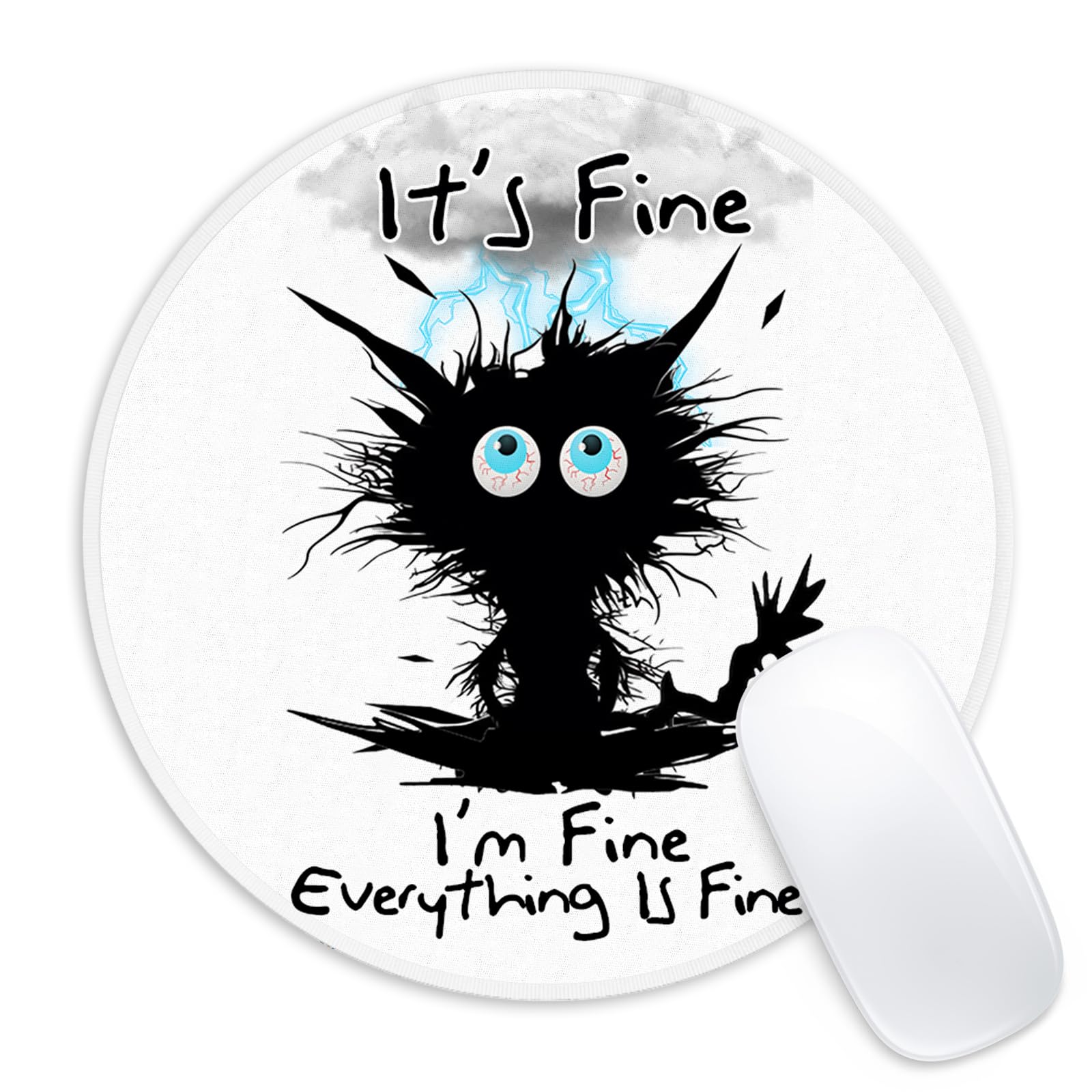 Black Cat Round Mouse Pad,Funny Small Mouse Pad with Non-Slip Rubber Base,Mouse Mat,Home Office Decor Desk Accessories,8.7inch Round Mouse Pad