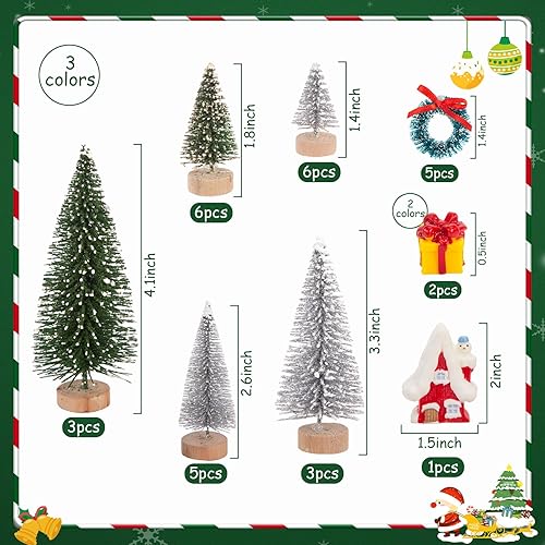 Miniatura 2 de FUTUREPLUSX 32 mini árboles de Navidad y miniaturas de resina, árboles de sisal nevados con miniaturas para decoración de mesa de fiesta del hogar