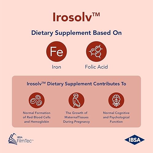 Miniatura 4 de Irosolv  IBSA Iron - Suplemento Dietético  30 mg de Hierro 400 mcg de Ácido Fólico - 30 Películas de Disolución Oral para Liberación Inmediata y