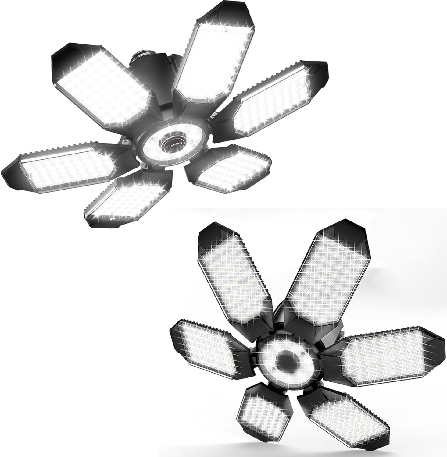 Wall Light - 2 Pack, LED Light Bulbs 200 Watt Equivalent, with 6+1 Deformable Panels, Bright Lighting, LED Shop Lights for Garage Base Basement Workshop Warehouse Attic for E26/E27 (2)