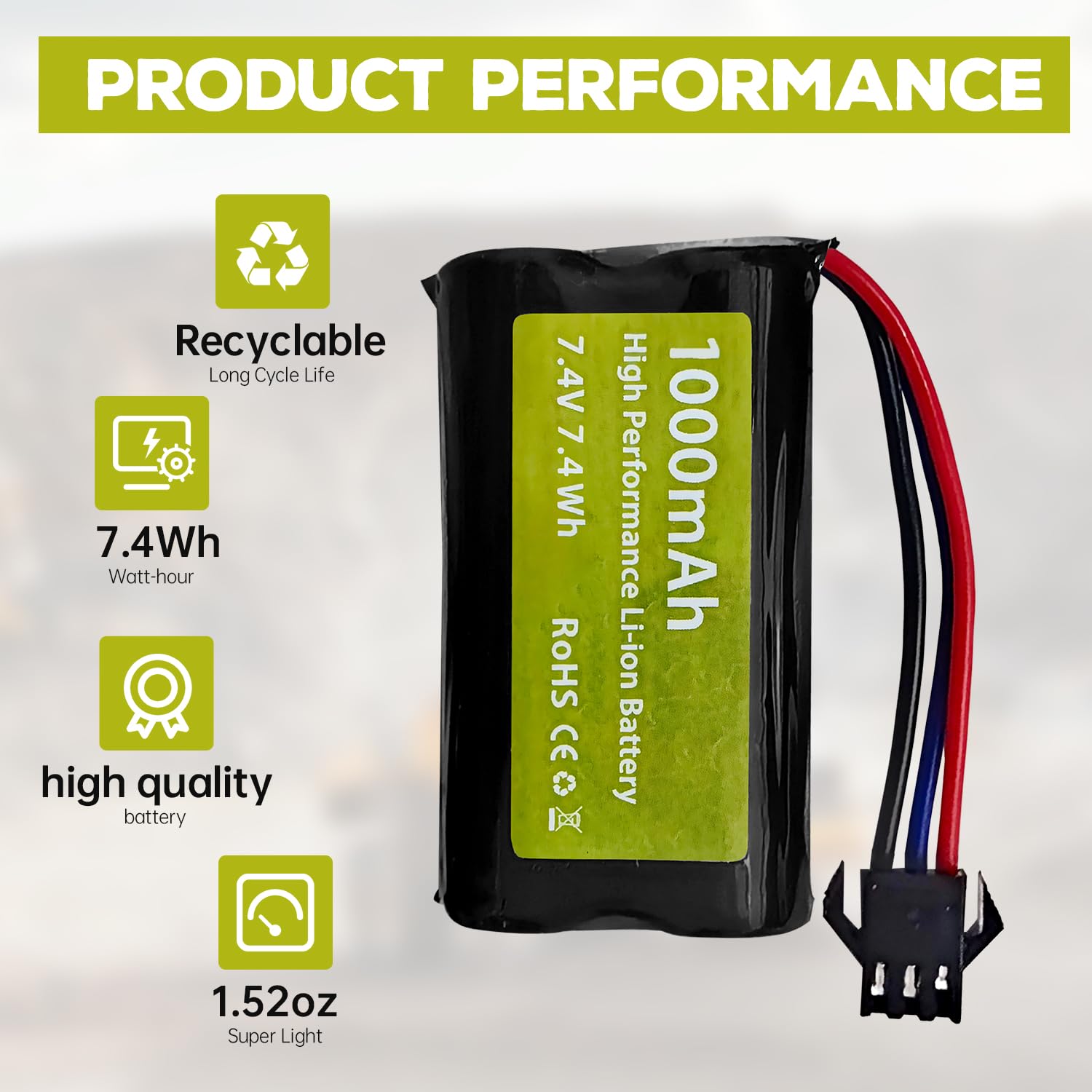 2PCS 7.4V 1000mah 2S Batterie Li-ION avec Prise SM-3P et 2PCS câble de Charge USB pour DE82 TK3086B G20601 RC Car TK-3082B Batterie pour Voiture de Cascade C60 Camion