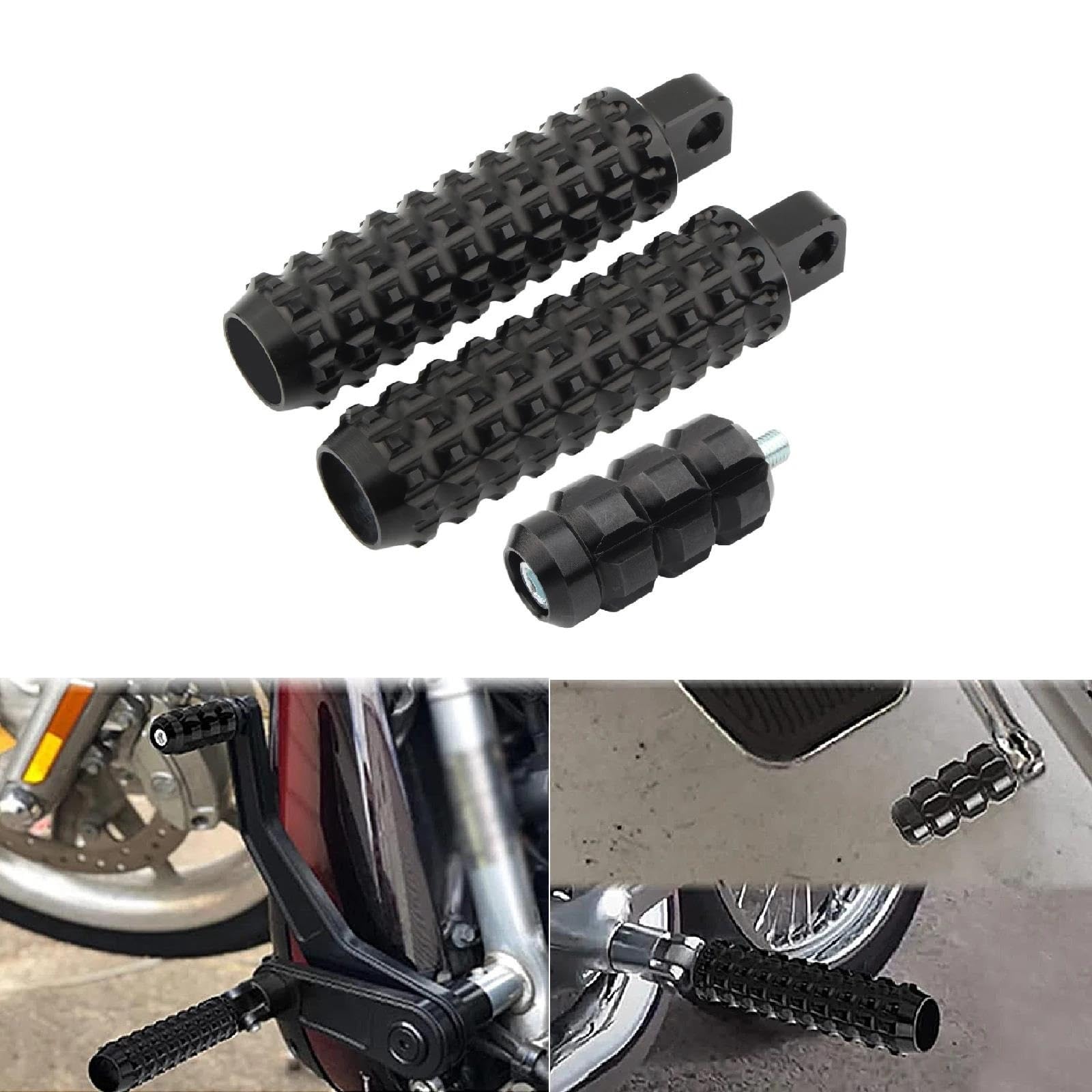 Estriberas Moto Clavijas Pie Reposapiés Delanteros Y Traseros Clavija Cambio Pedal Aluminio para Harley, Touring Road King, Sportster Dyna Fat Boy Softail Juego Estriberas Moto(Silver,Type B)