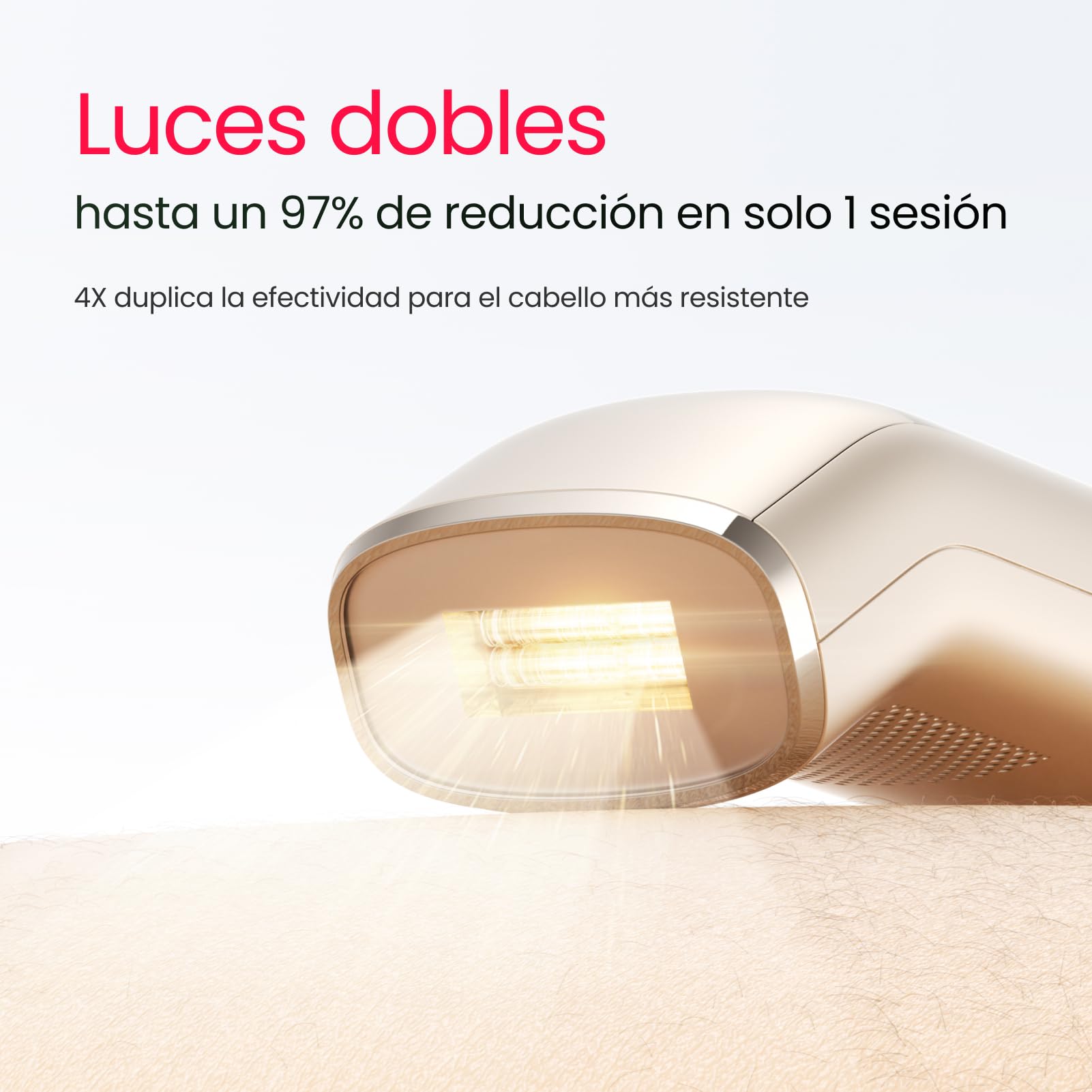 27J Doble Luz IPL Depiladora Laser, Pulso Cuádruple, Enfriamiento de Zafiro a 2℃, Modo PHR para Vello Rebelde, Depiladora Luz Pulsada para Piernas, Bikini, Axilas, Cara, Cuerpo