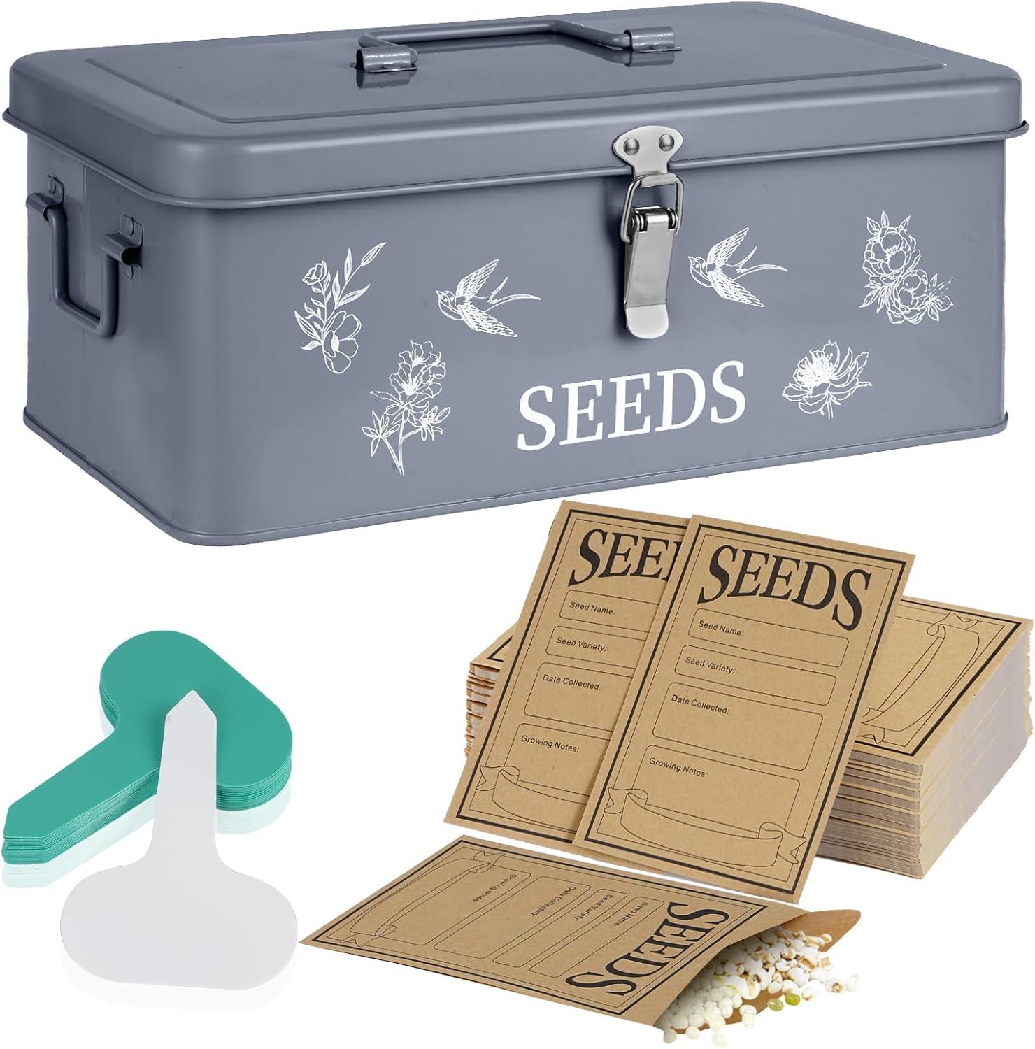Seed Storage Organizer Box with 4 Compartments and Safety