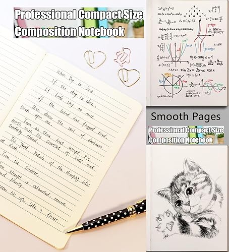 Miniatura 7 de Paquete de 12 cuadernos a granel, con cubierta de papel kraft con rayas universitarias en blanco con espinas arcoíris para mujeres, estudiantes,