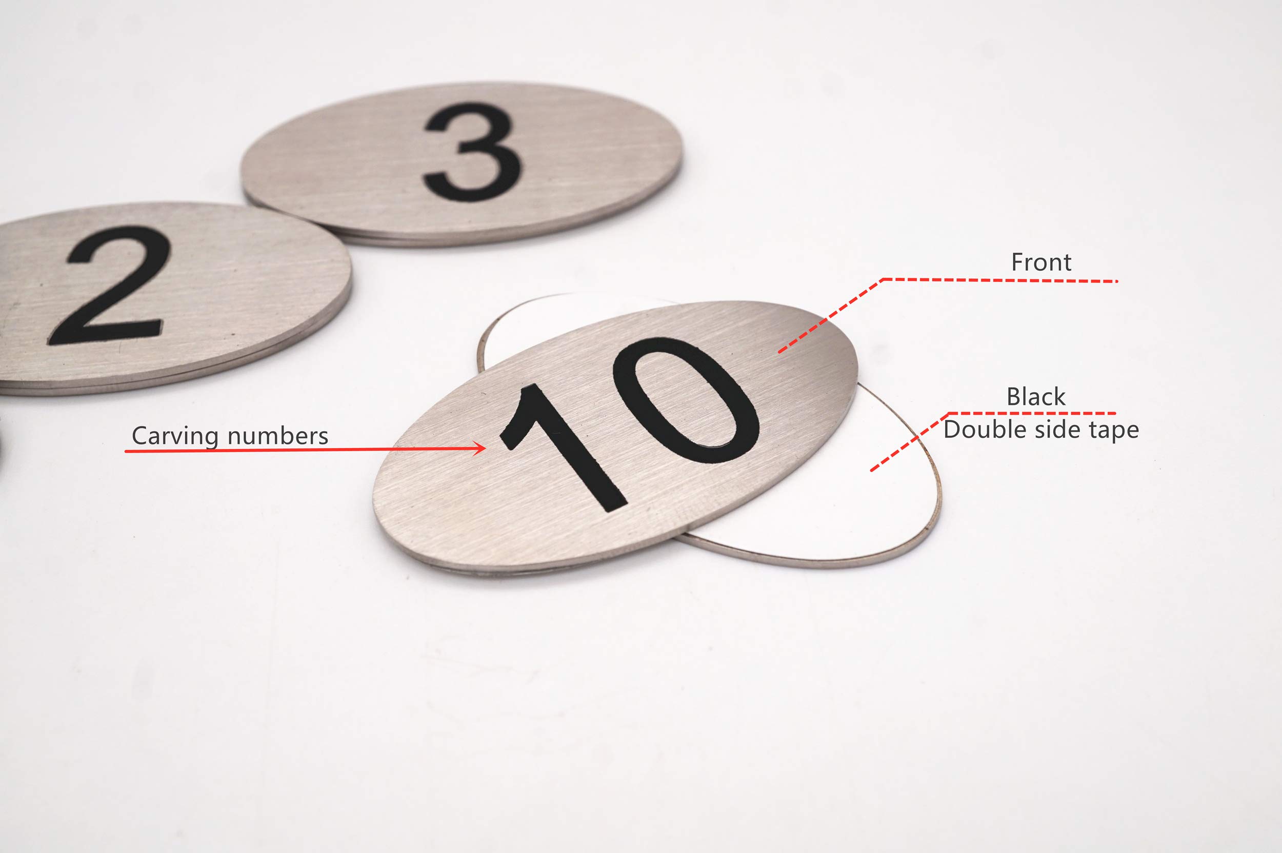 NanTun 304 Stainless Steel Engraved Oval Table Black Numbers (1-10) Pubs Restaurants Clubs - 1 to 10 - Image 3