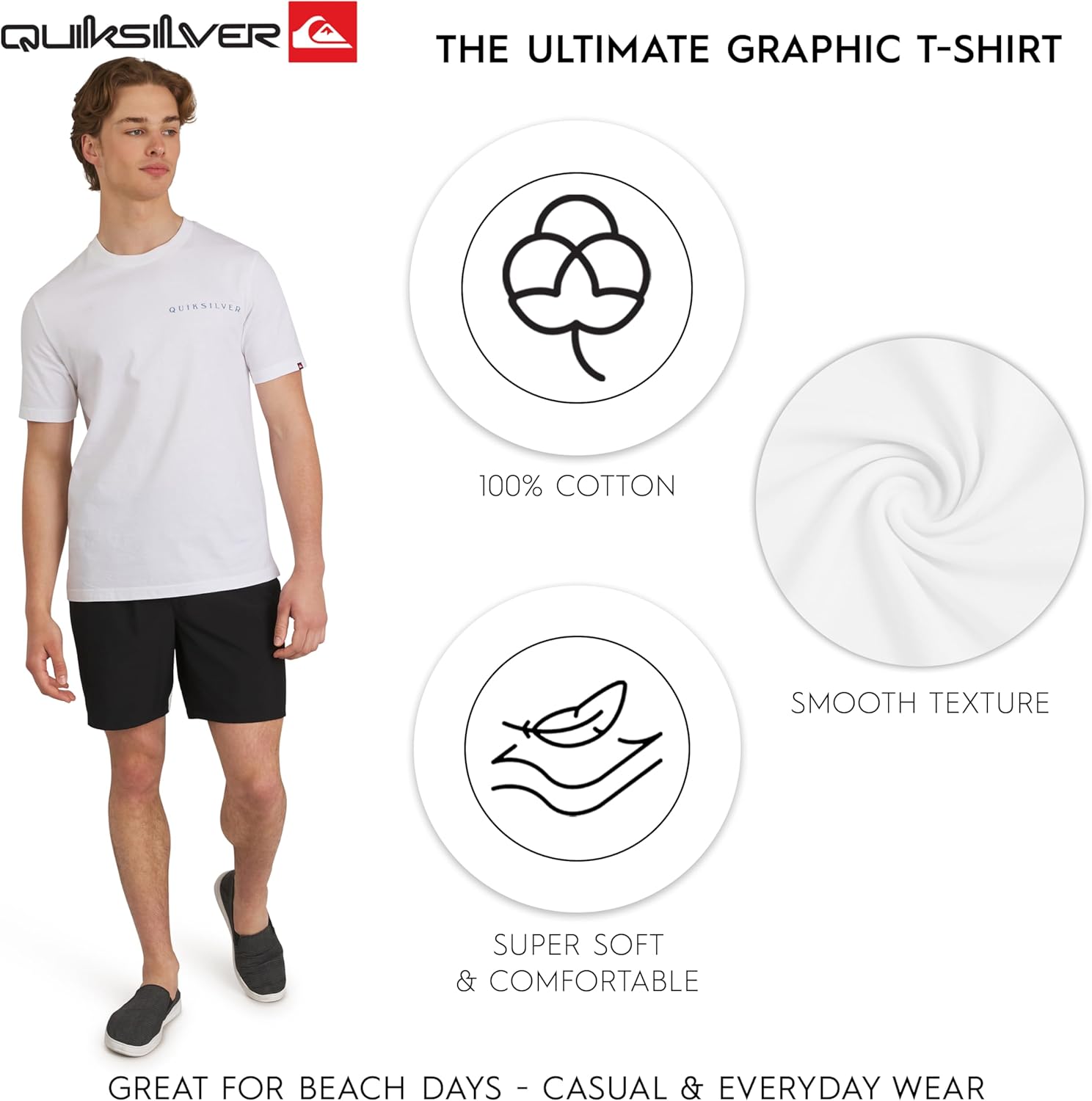 Quiksilver Men's Soft Cotton Premium Tee Short Sleeve T-Shirt - Image 3