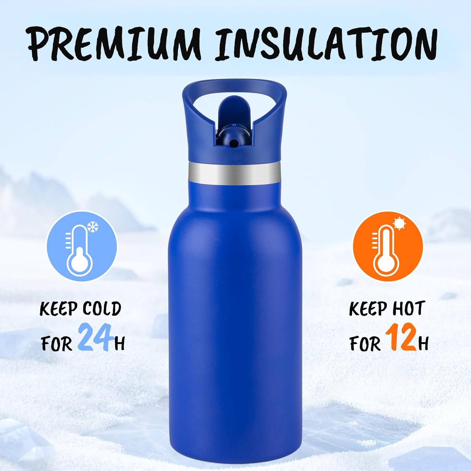 12oz Kids Water Bottle – Insulated Stainless Steel Bottle with Straw Lid, BPA-Free, Leak-Proof, for Toddlers & School Use - Image 4