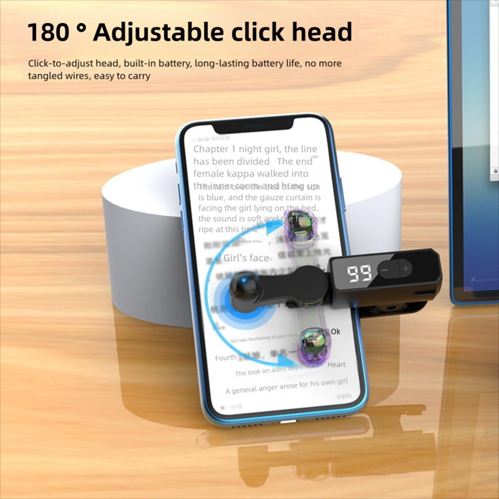 Jiawu Automatischer Clicker-Tapper für Tiktok-Smartphones, Wiederaufladbar, Kabellos, 107 Einstellbare Geschwindigkeit, Automatischer Bildschirm-Tapper für Live-Stream-Likes, Spiele (Black)