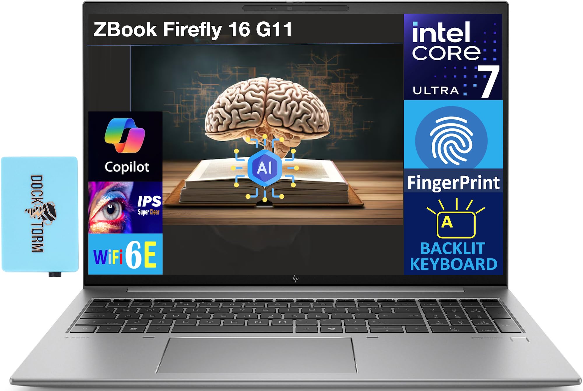 HP ZBook Firefly 16 G11 AI Business Laptop 16.0" IPS FHD+ Display (Intel Core Ultra 7 155U, 32GB DDR5, 2TB SSD, Copilot, Backlit KB, Fingerprint, 2 Thunderbolt 4, Win11Pro) w/DKZ USB Port Expander