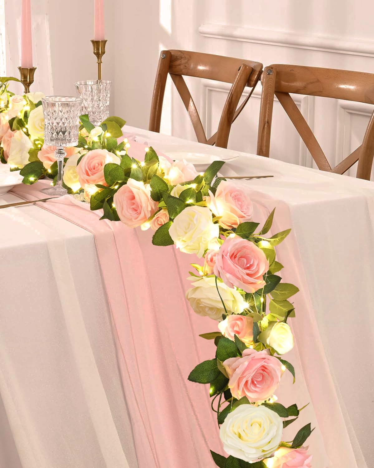 Amazon.com: 4 Pcs Flower Garland with 39.2 Ft Lights, 26.4 Ft Pink