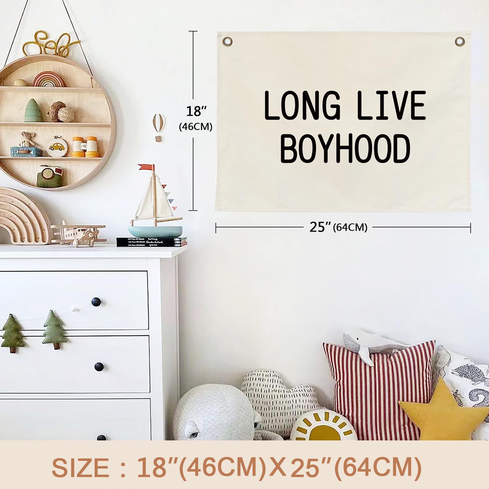 Long Live Boyhood Linen Banner - 20x30 Inch Wall Decor For Kids Rooms & Nursery - View #10