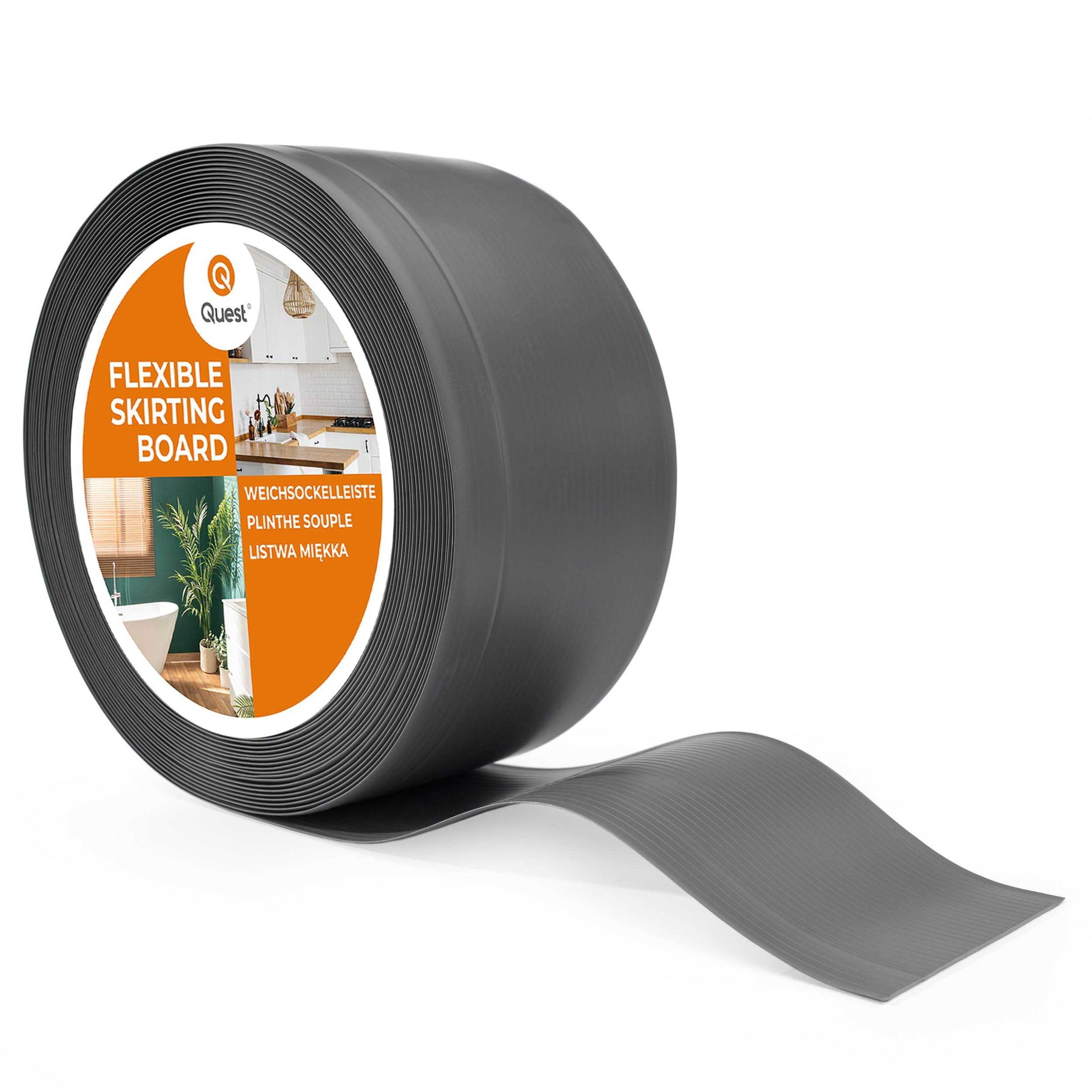 Quest Listwa przypodłogowa elastyczna PVC 100x25 mm – ciemnoszary, 15 mb