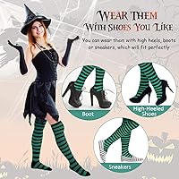 Vista 5 de SATINIOR 3 pares de medias altas extra largas a rayas por encima de la rodilla para mujer, disfraz de Halloween