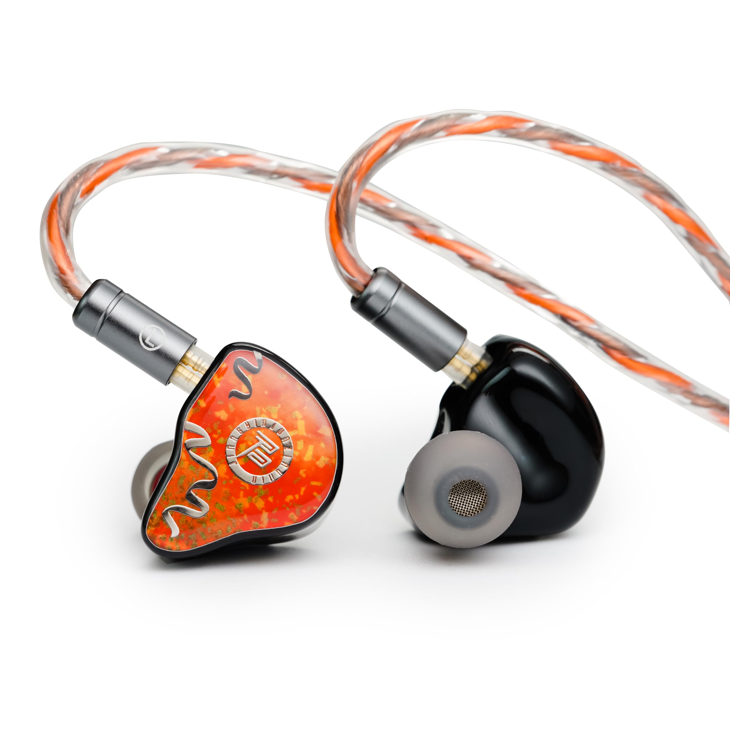JUZEAR - Auricolari Fiesta IEM, driver ibridi 1DD+3BA con cavo microfono e cavo bilanciato da 4,4 mm inclusi, bassi profondi e voce chiara, auricolari Hi-Fi cablati per musica, giochi, chiamate e