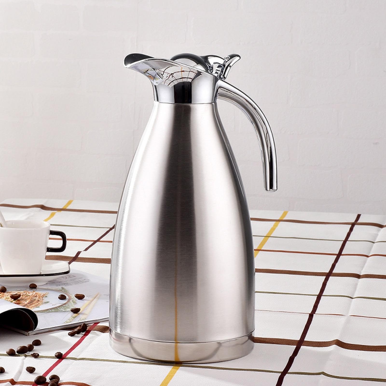 Jarra Térmica de Acero Inoxidable para Café, Jarra de Agua con Tapa Hermética, Jarra con Aislamiento Al Vacío Resistente a Temperaturas, 1.5L