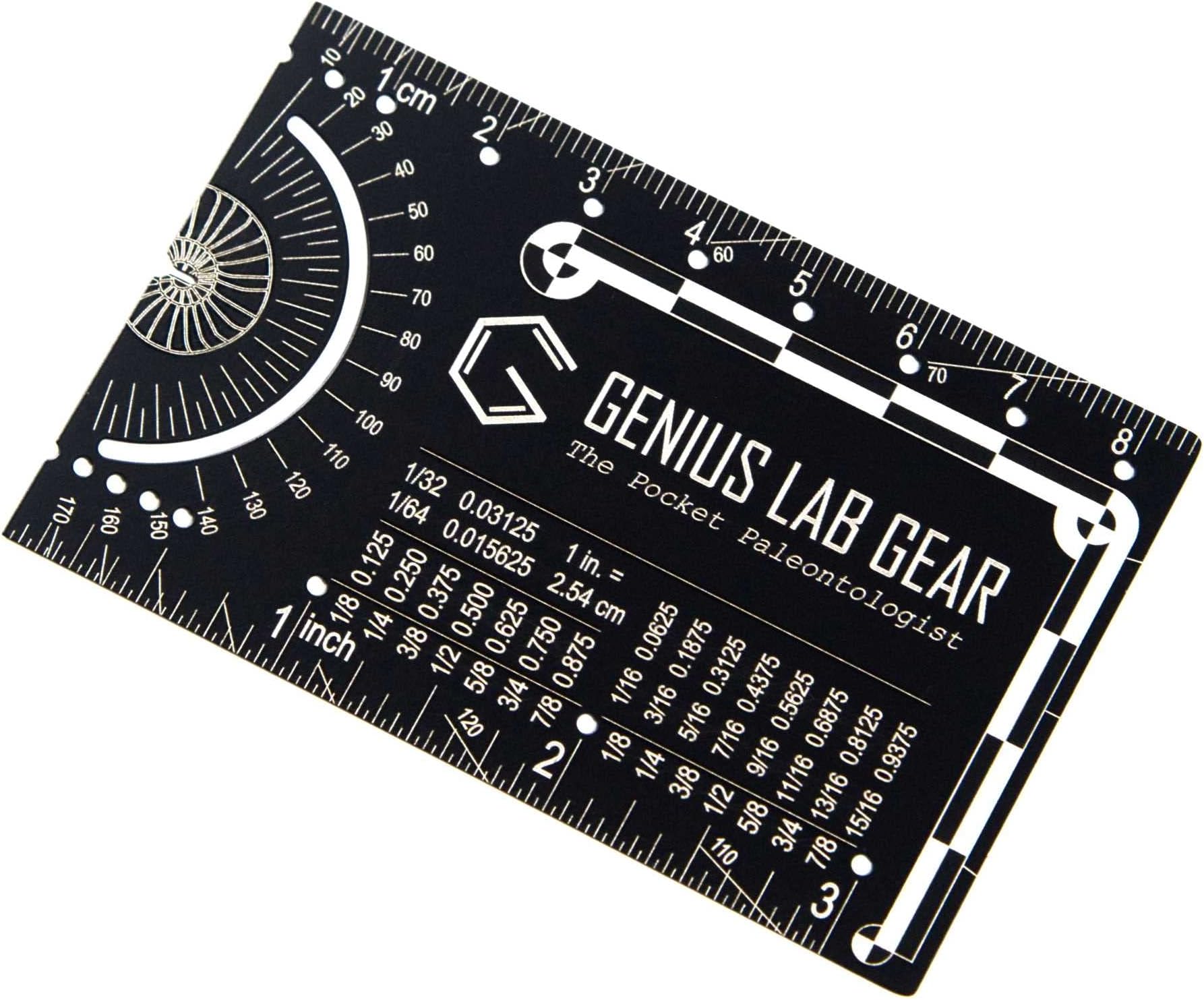 The Pocket Paleontologist - Small Metal Paleontology Ruler Scale, Mini Fossil Dig Multitool Gadget, Cool Tech Geek/Nerdy Archaeology Graduation Gift, Unique 3 Inch Metric Techie Tool - Genius Lab Gear