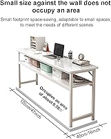 Vista 6 de Escritorio para computadora de oficina en casa, escritorio pequeño de estilo moderno y simple, mesa de trabajo compacta de PC con estantes